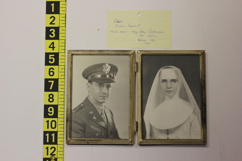 diptych of photos of Ralph and Sister Paschal (sister, Rose)